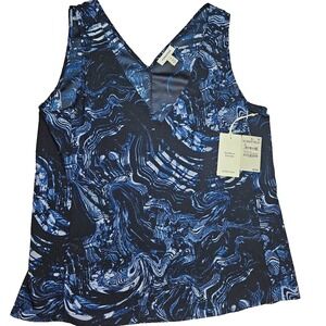 Nordstrom Everyday Womens Size M Sleeveless‎ Blouse Liquid Pattern Design